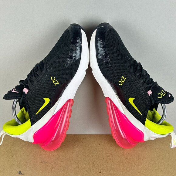 Nike Air Max 270 Pink Rise Athletic Shoes Womens 9.5 Black Pink Yellow Low Top - Picture 6 of 10